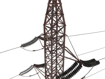 Electricity Pole 31 Weathered 3D model