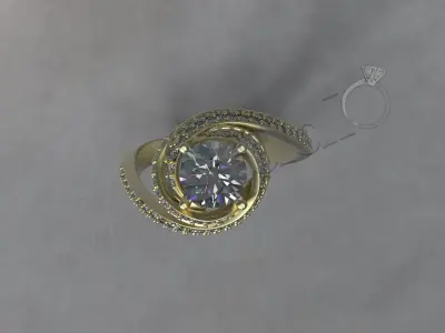 Luxury trinity solitaire ring 3d print model 3D print model