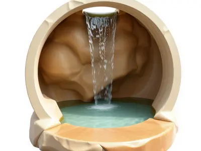 Circular Waterfall Rock Model Pack for Immersive Environments Low-poly 3D model