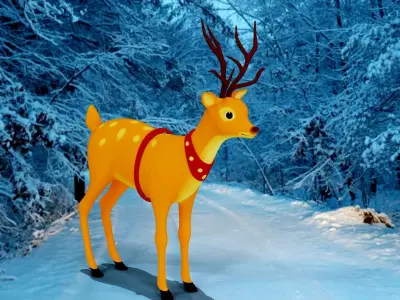 Cartoon Deer unity package Low-poly 3D model