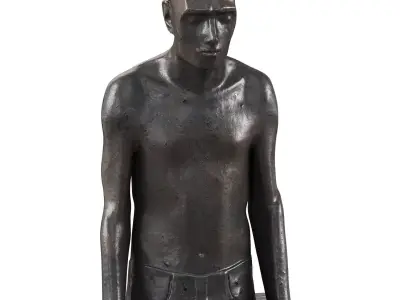 Melancholic male torso in metal 3D model