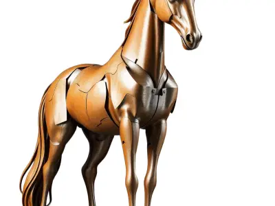 Bronze Mechanic Horse model pack Low-poly 3D model