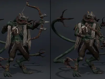 Ghost Archer Tentacle Low-poly 3D model