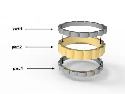 wideng  ring two tone 8mm wide 3D Model Pack