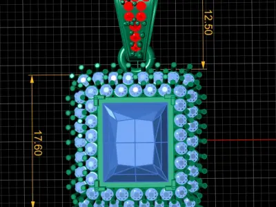 SQUARE SERENA PENDANT 3D PRINTABLE MODEL 3D print model