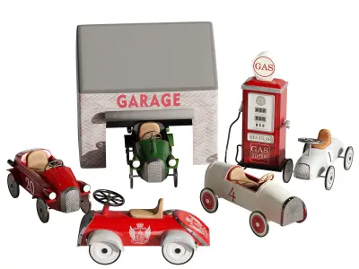 Retro Push Car collection set 1 3D model