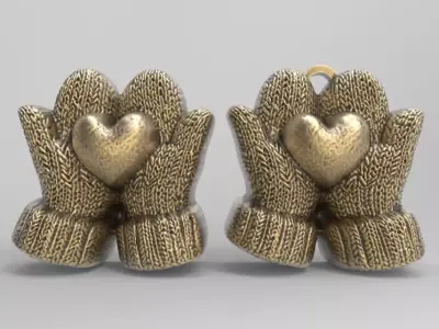 gloves holding heart decor 3D print model