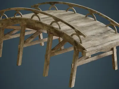 Plank Bridge 1A Low-poly 3D model