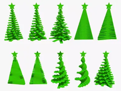 Geometric Christmas Trees Set M1 3D model