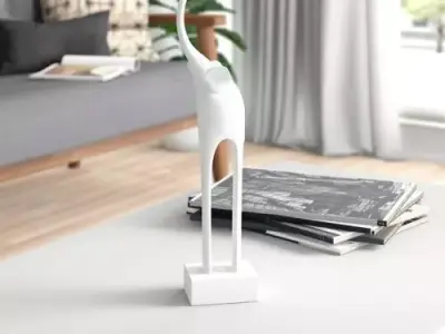 White Meredith Tall Elephant Figurine 3D model
