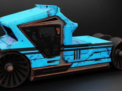 6 Pick up cars Low-poly 3D model