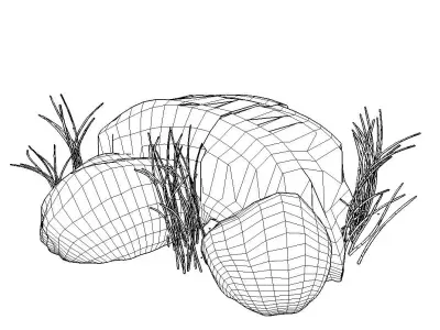 ROCKS AND BUSHES-LOW POLY  Free low-poly 3D model