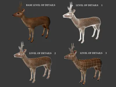 Roe Deer Stag - game model Low-poly 3D model