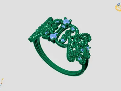 Women Ring Diamond Stone STL 3DM Lightweight Printable 3D print model 67