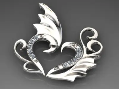 winged heart  3D print model