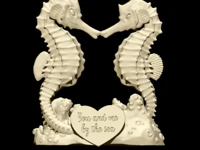 Seahorses wedding cake topper 3d print model Free 3D print model