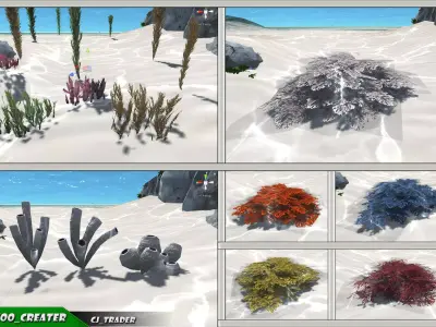 Under Water Plant Collection Pack Low Poly 3D Model Low-poly 3D model