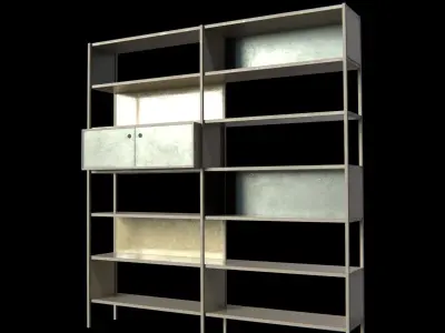 Shelves14 bookcase with shelves Low-poly 3D model