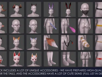 Streetwear Girl 1-16 - Sportswear Girls Pack Game-Ready Low-poly 3D model