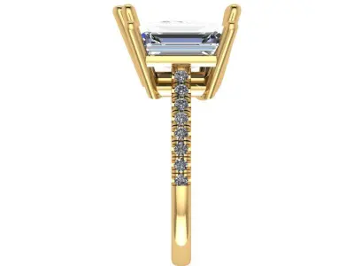 Emerald and pear cut 2 stone diamond ring 3D print model