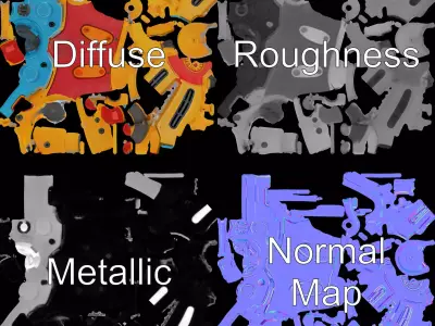 Vibrant Toy Blaster model pack Low-poly 3D model