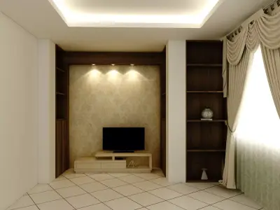 livingroom tv room interior design 3D model