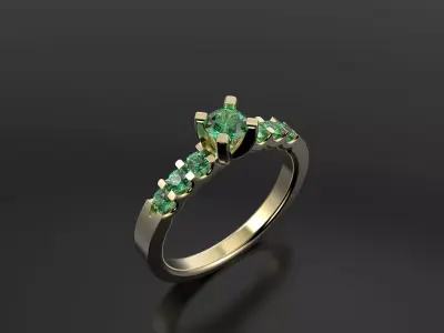 Ring with gems 3D print model