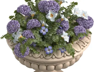 Flowers Garden Plant Vase Flowerpot Patio 3D model