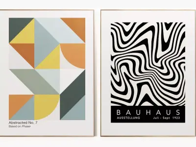 Bauhaus multicolour Poster set 3D model