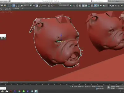 Bulldog Head Rigged Lipsync Low-poly 3D model