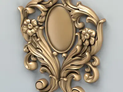Carved decor vertical 002 3D model