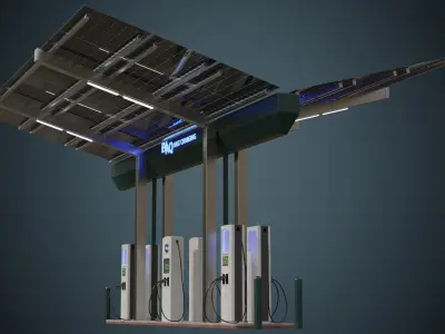 Solar Charging Station 1 Basic Low-poly 3D model