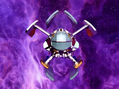 Stylized Sci Fi Spaceship 3D Model Game Ready Low-poly 3D model