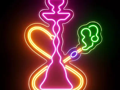 Hookah Neon Sign 3D model