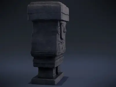 Chalchiuhtlicue stone column Low-poly 3D model