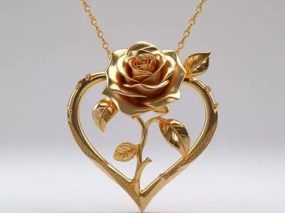 Golden Blossom Heart 3D print model