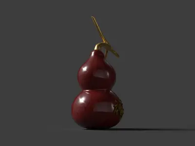 Chinese red gourd  Low-poly 3D model