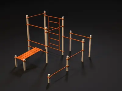 Workout 8 orange playground set 3D model