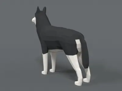 Low Poly Cartoon Husky Low-poly 3D model