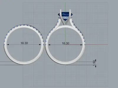 Engagement ring with wedding band 3D print model