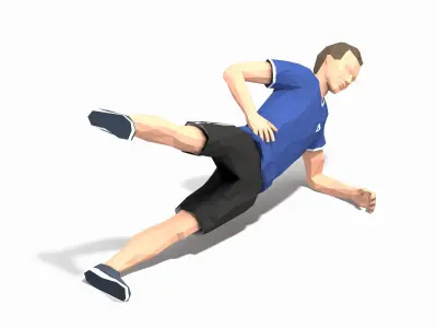 Side Plank With Leg Raise Exercise Man Animation Low-poly 3D model