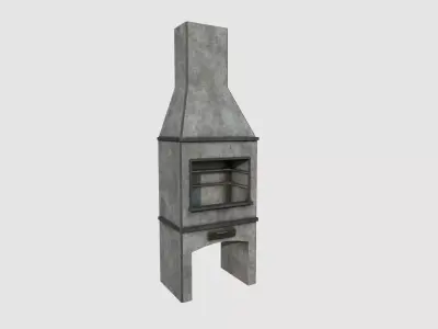 Brazilian Barbecue Grill 05 Concrete - Interior Design Low-poly 3D model