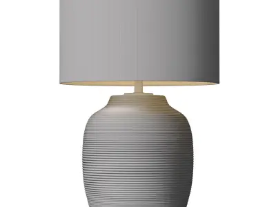 Grey Fluted Nightstand bedside European Ceramic Table Lamp 3D model