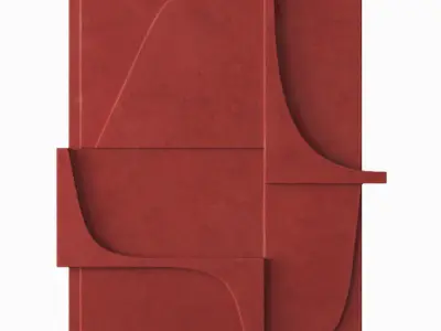 Red abstract relief artwork 3D model