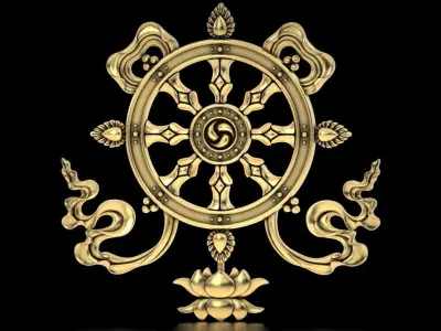 Buddhist Dharma wheel Relief 3D print model
