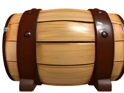 Stylized Wooden Barrel Treasure Chest Low-poly 3D model