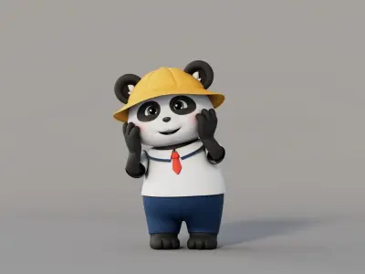 Rigged Cartoon Panda 3D model