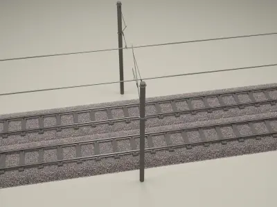 Train Track Double Electrified 3D model