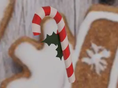 Christmas candy cane Low-poly 3D model