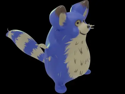 Blue monkey toon style 1  Low-poly 3D model